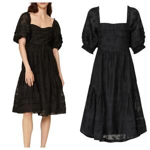 Hofmann Copenhagen Mini Dress Isabella Black Puff Short Sleeve Tiered